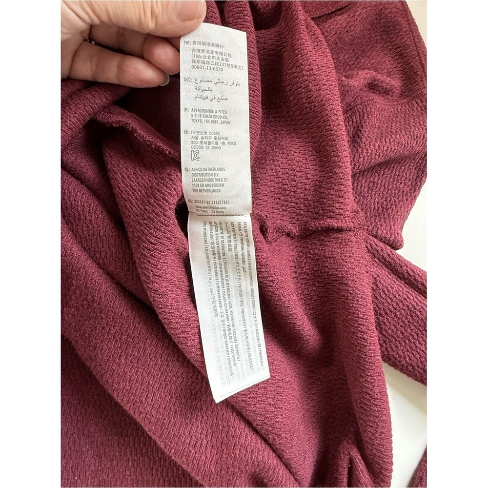 Hollister Maroon Burgundy Long Sleeve Thermal Knit Shirt Mens Medium - Picture 6 of 8